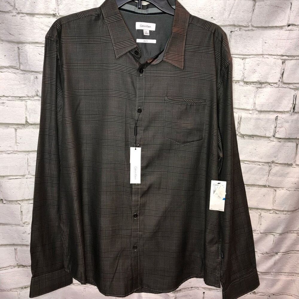 Calvin Klein Dress Shirt | Slim Fit | Gray & Black | Men’s XL